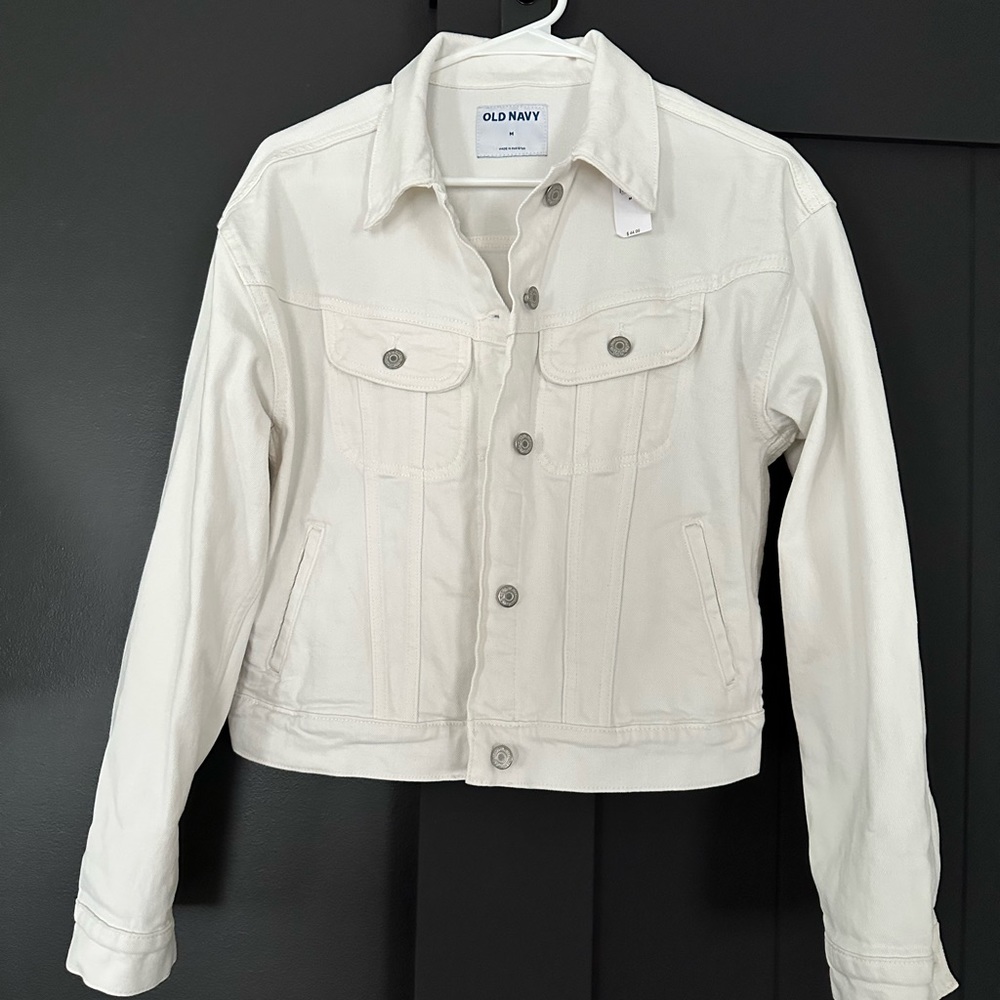 White Cropped Denim Jacket